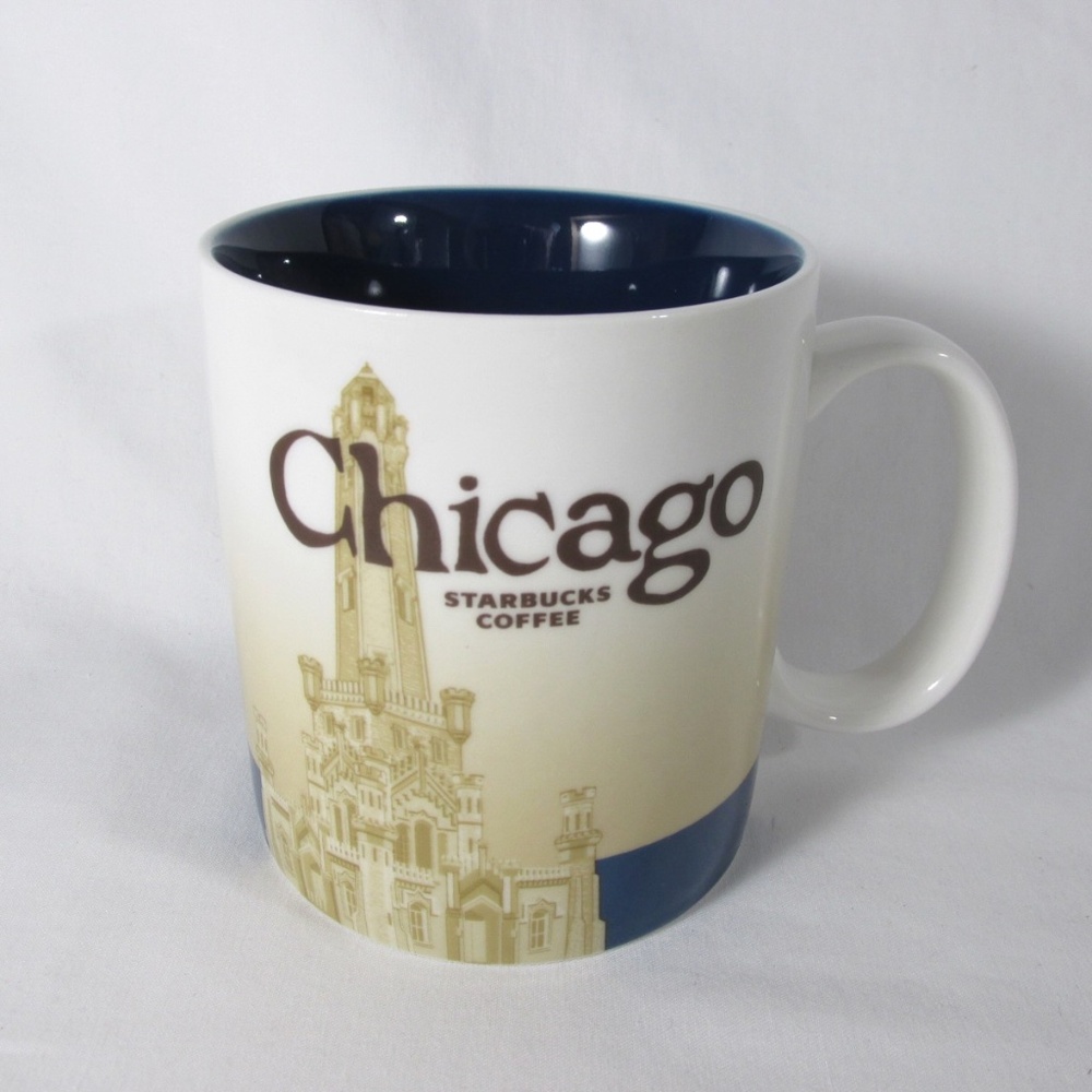 Starbucks Coffee Mug Chicago Illinois Global Icon 16oz 2009 Water Tower Building